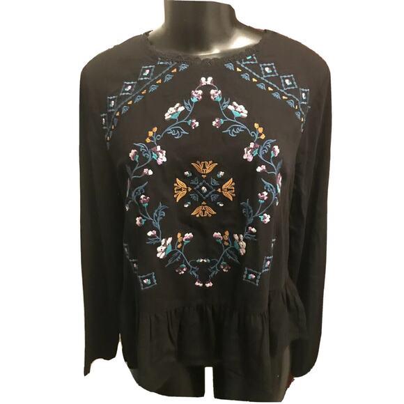 Xhilaration Tops - Small Xhilaration Black Embroidered New Womens Shirt Pullover Blouse